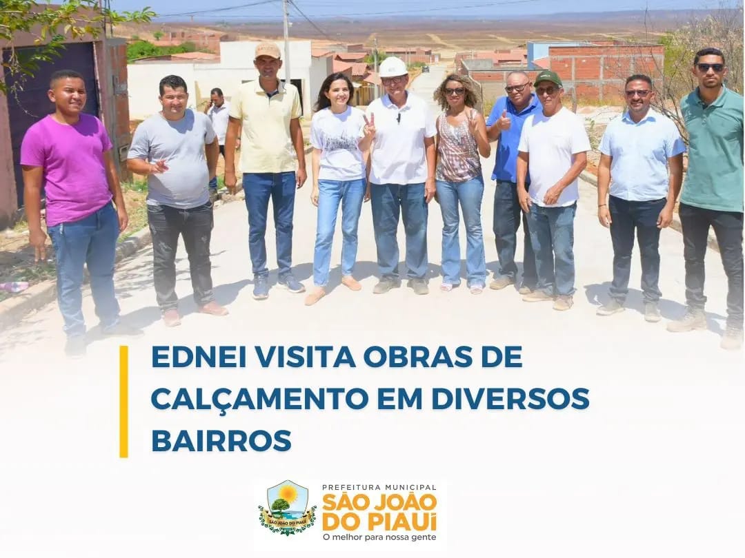 Ednei visita obras de calçamento em diversos bairros.