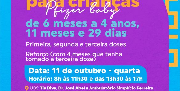 Crianças menores de 5 anos: vacina contra covid nesta quarta(11)