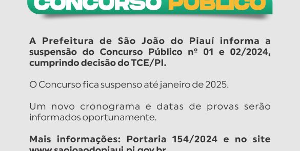 Prefeitura cumpre decisão do TCE e suspende Concurso Público