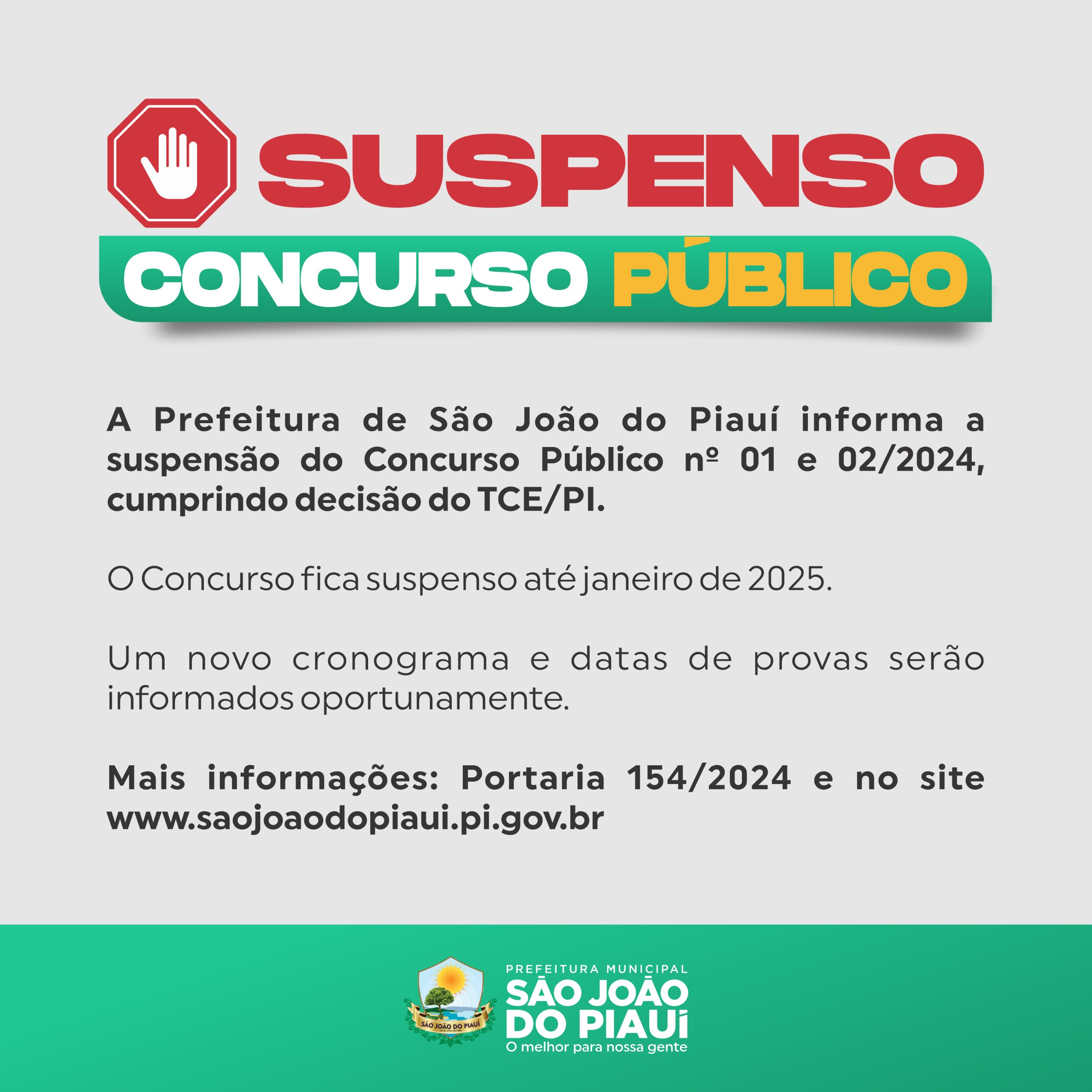 Prefeitura cumpre decisão do TCE e suspende Concurso Público