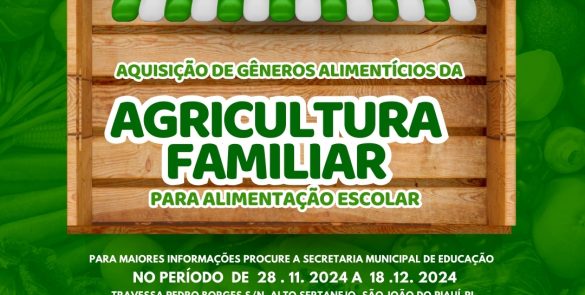 Educação faz chamada pública para aquisição de produtos da agricultura familiar