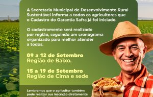 Garantia Safra 2025/2026: cadastro até o dia 21 de setembro